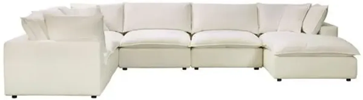 Benji Performance Modular 7-Pc Chaise Sectional - Beige - Comfortable, Sturdy, Stylish