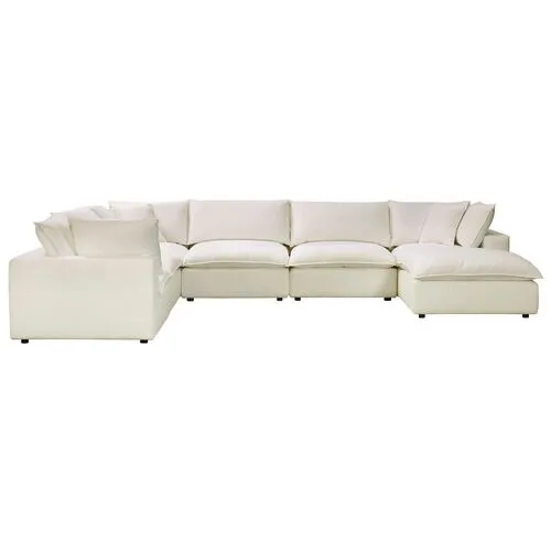 Benji Performance Modular 7-Pc Chaise Sectional - Beige - Comfortable, Sturdy, Stylish