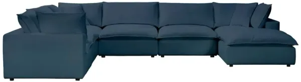 Benji Performance Modular 7-Pc Chaise Sectional - Blue - Comfortable, Sturdy, Stylish