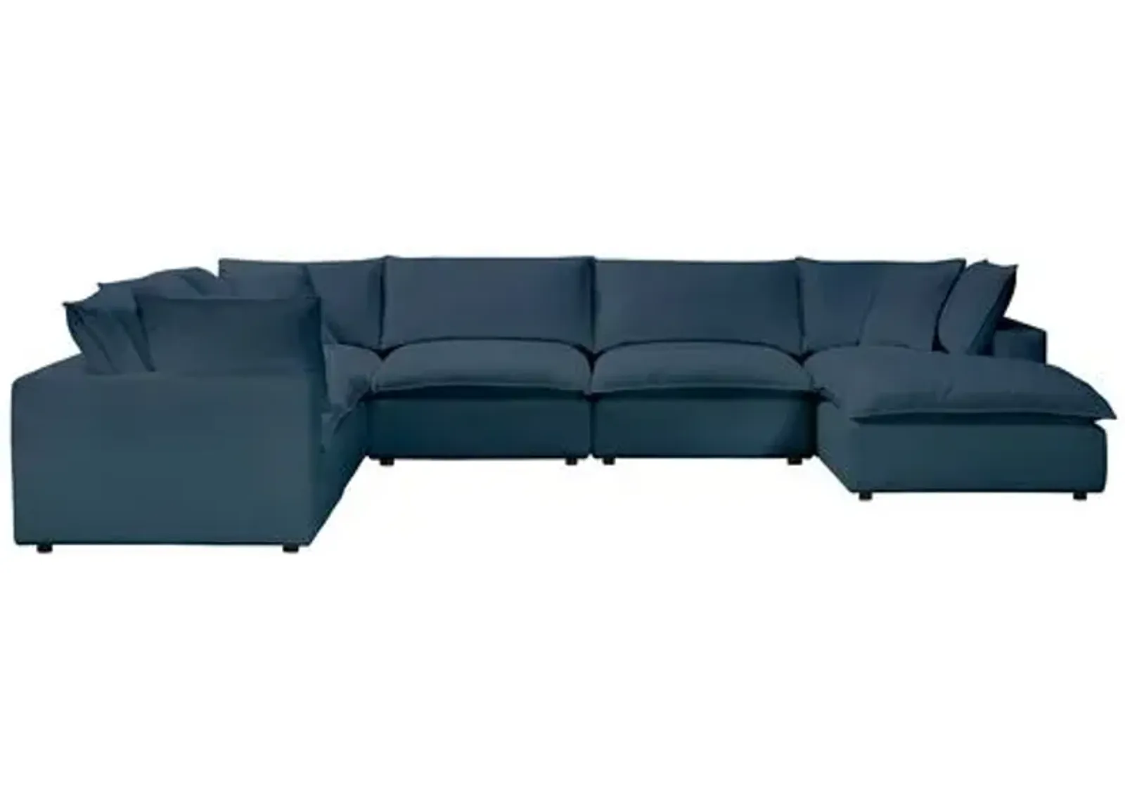 Benji Performance Modular 7-Pc Chaise Sectional - Blue - Comfortable, Sturdy, Stylish