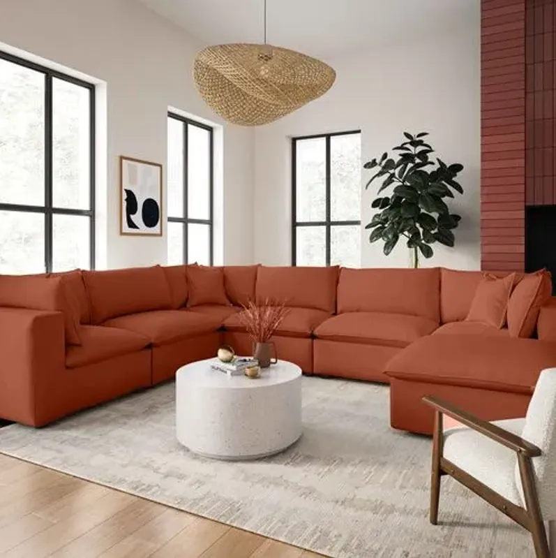 Benji Performance Modular 7-Pc Chaise Sectional - Red - Comfortable, Sturdy, Stylish