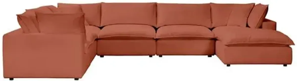 Benji Performance Modular 7-Pc Chaise Sectional - Red - Comfortable, Sturdy, Stylish