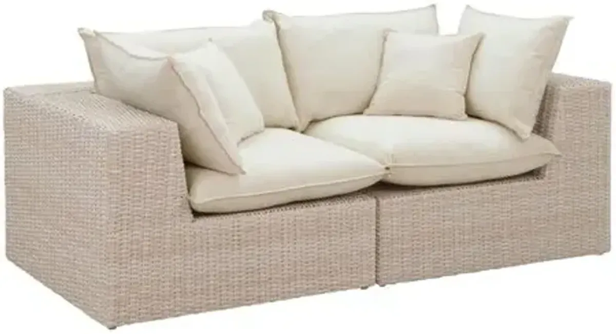 Makenna Wicker Outdoor Modular Loveseat - Natural/Cream - White