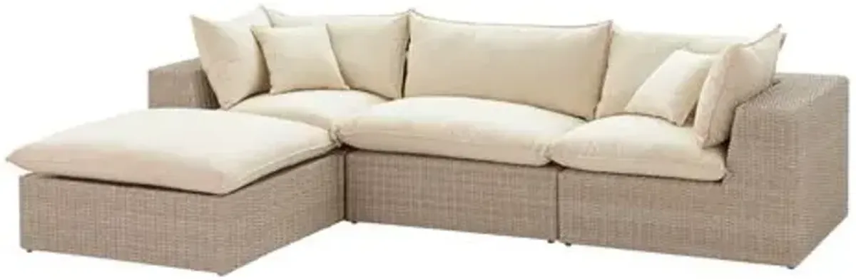 Makenna Wicker Outdoor Modular Sectional - Natural/Cream - White