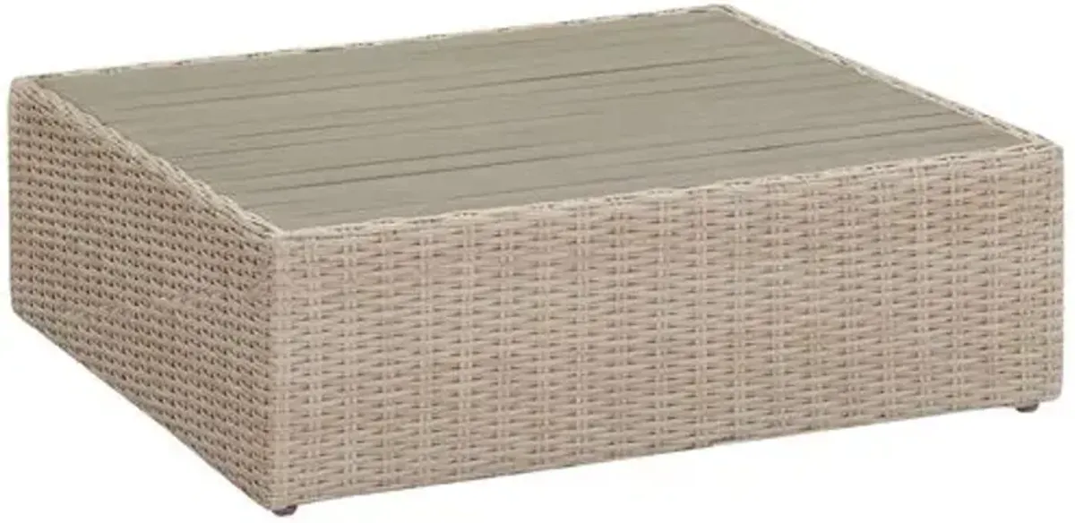 Makenna Wicker Outdoor Ottoman - Natural/Cream - White