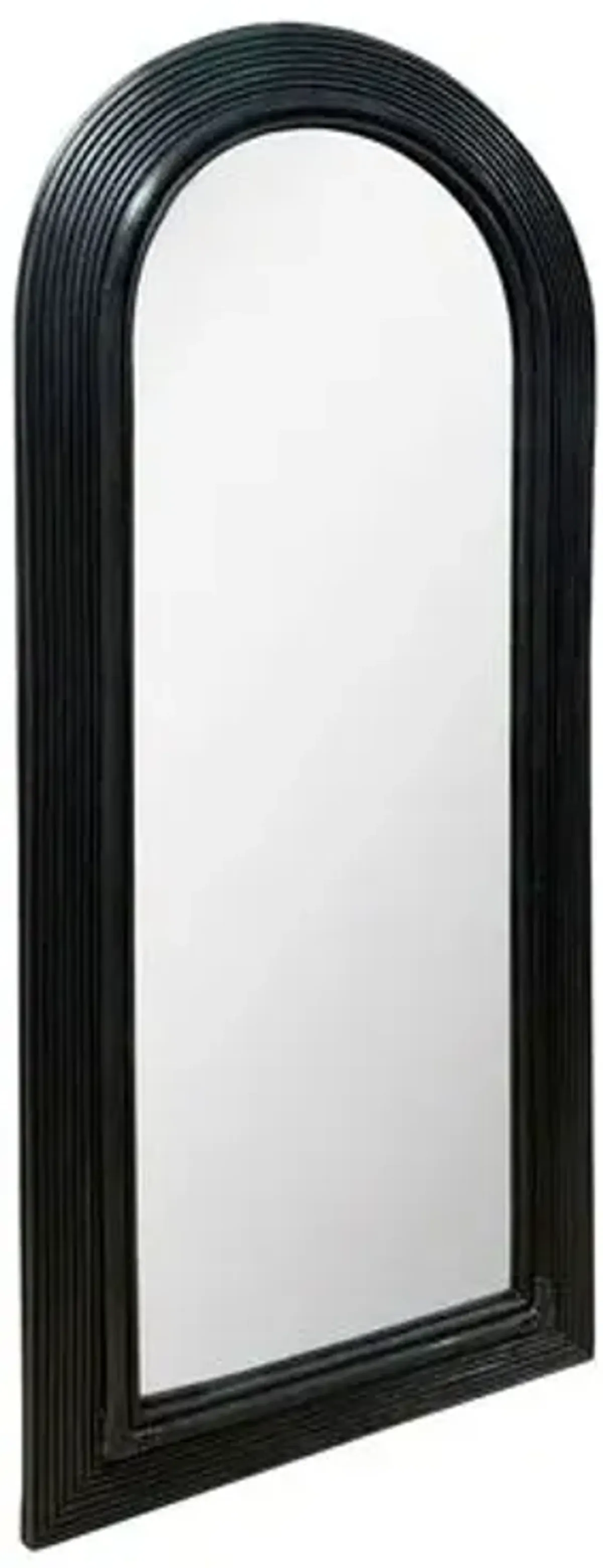 Parker Rattan Arched Floor Mirror - Black