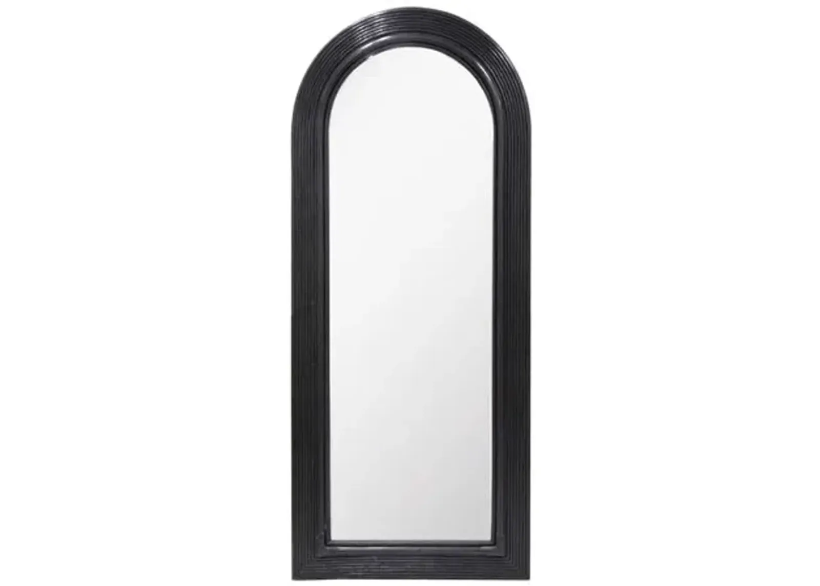 Parker Rattan Arched Floor Mirror - Black