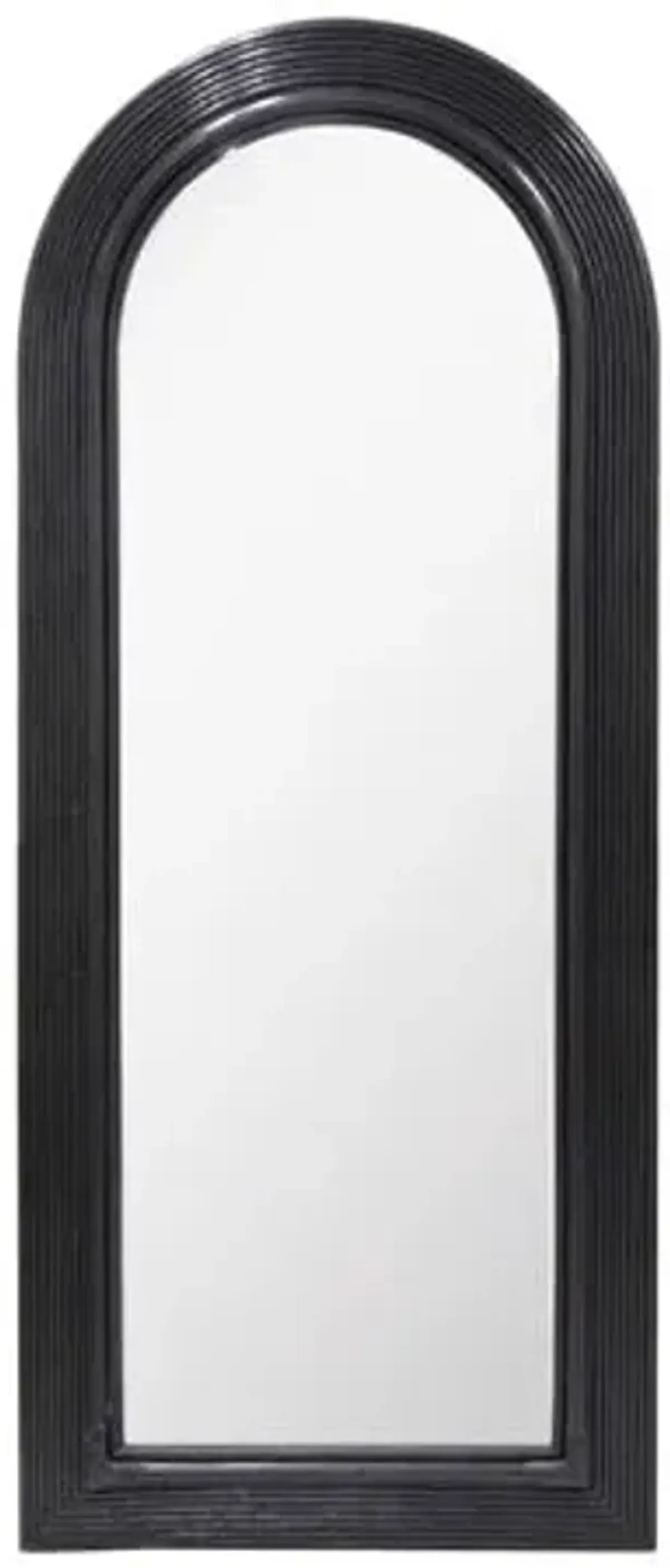 Parker Rattan Arched Floor Mirror - Black