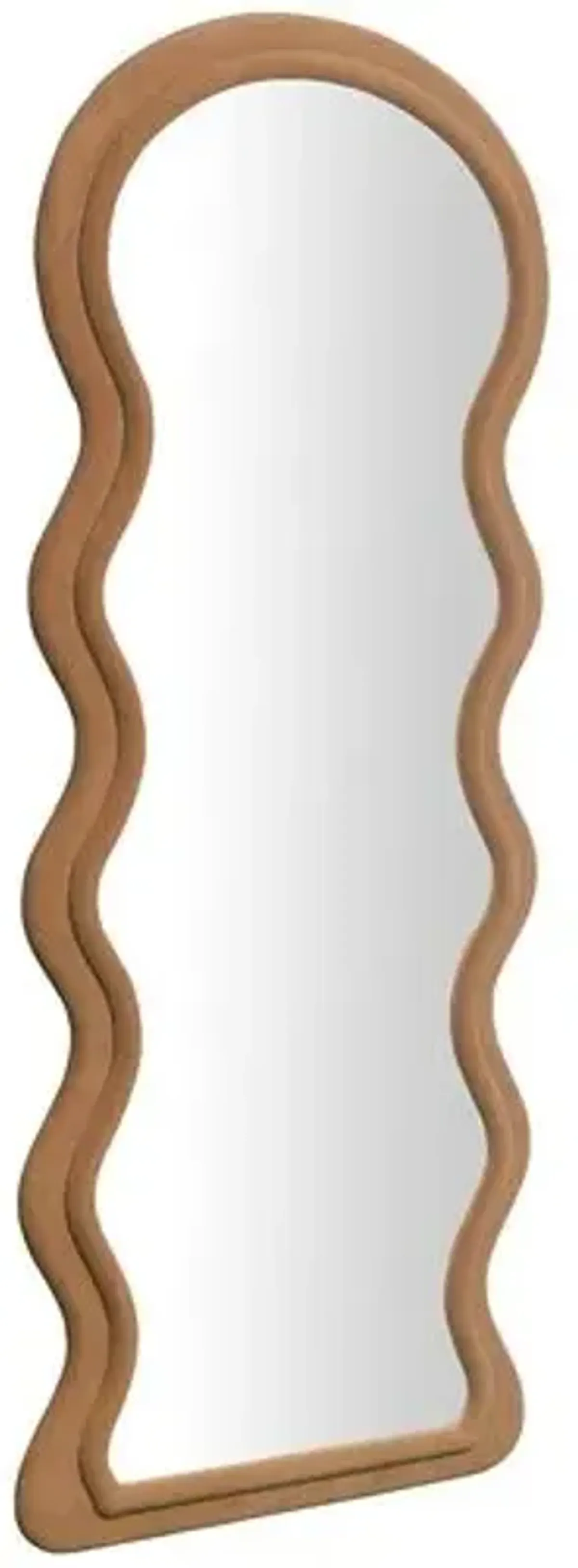 Hazel Wavy Floor Mirror - Brown