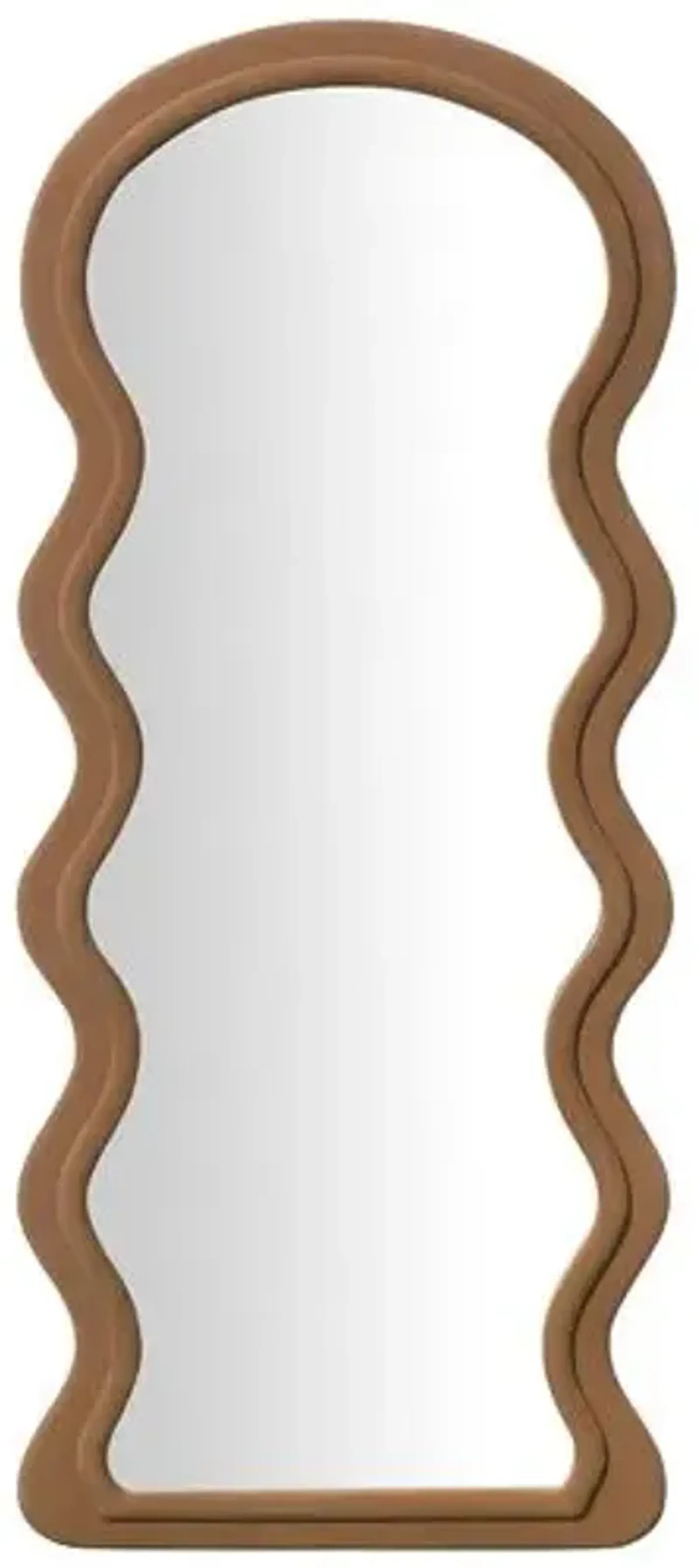 Hazel Wavy Floor Mirror - Brown