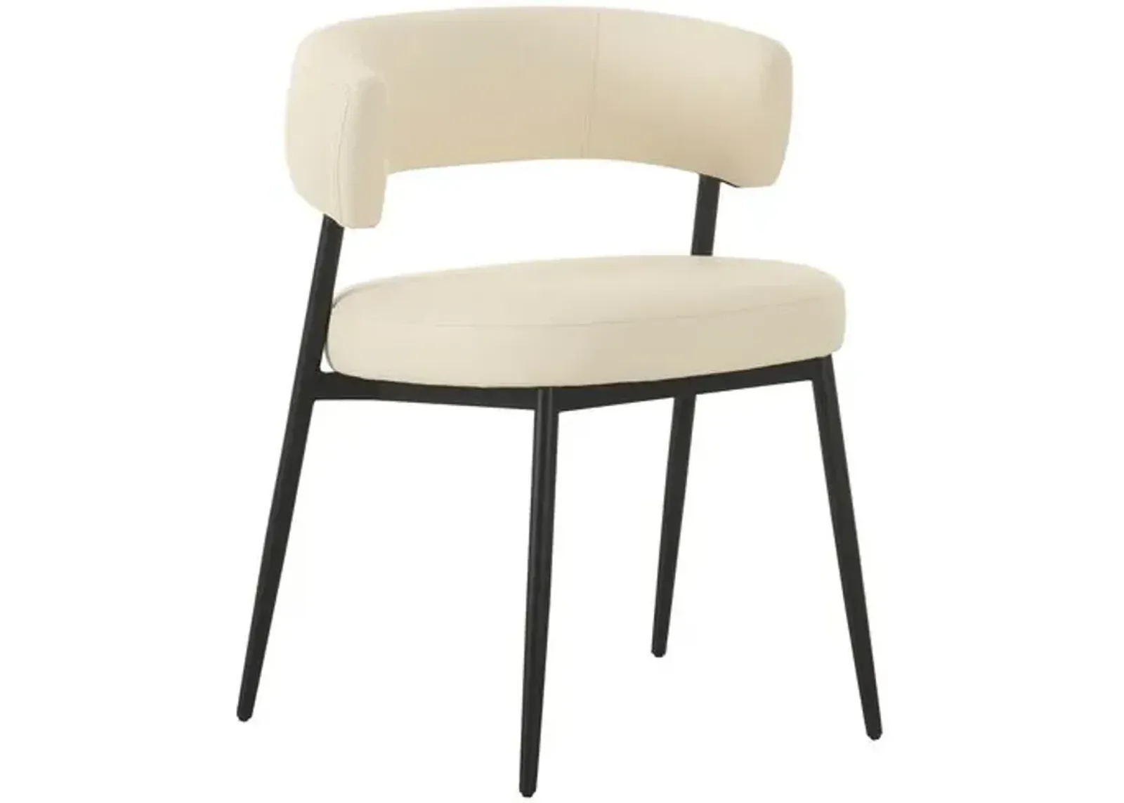 Bella Vegan Leather Dining Chair - Cream - White