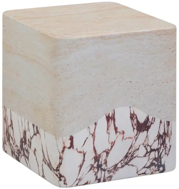 Juliana Concrete Indoor/Outdoor Side Table, Travertine/Breccia