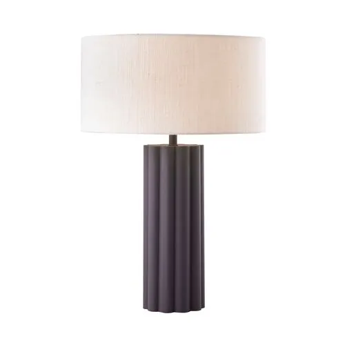 Olive Fluted Table Lamp - Gray