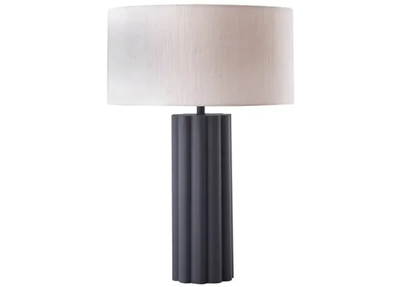 Olive Fluted Table Lamp - Gray