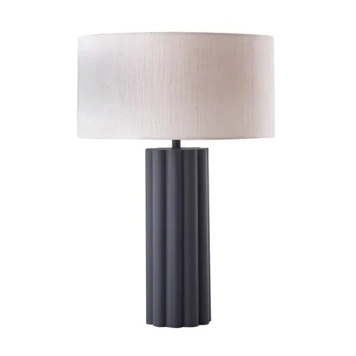 Olive Fluted Table Lamp - Gray