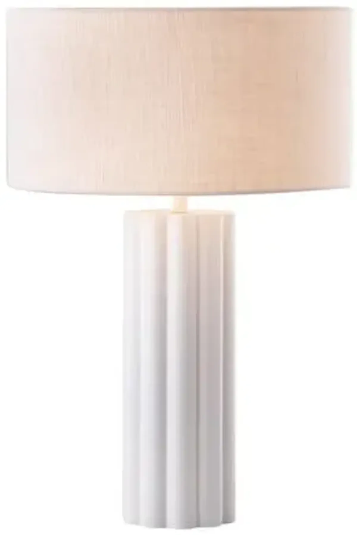 Olive Fluted Table Lamp - White