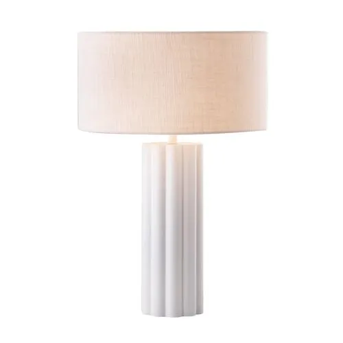 Olive Fluted Table Lamp - White