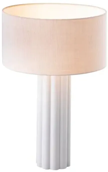 Olive Fluted Table Lamp - White