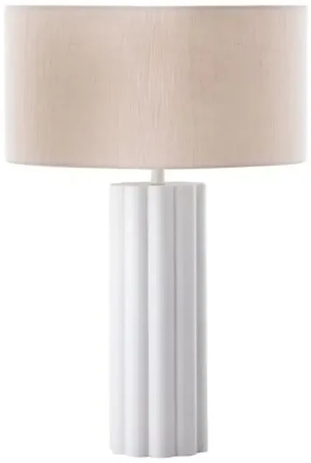 Olive Fluted Table Lamp - White