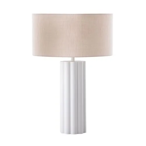 Olive Fluted Table Lamp - White