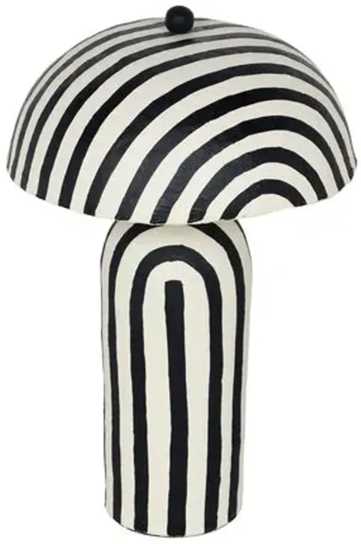 Violet Striped Papier Mache Table Lamp - Black