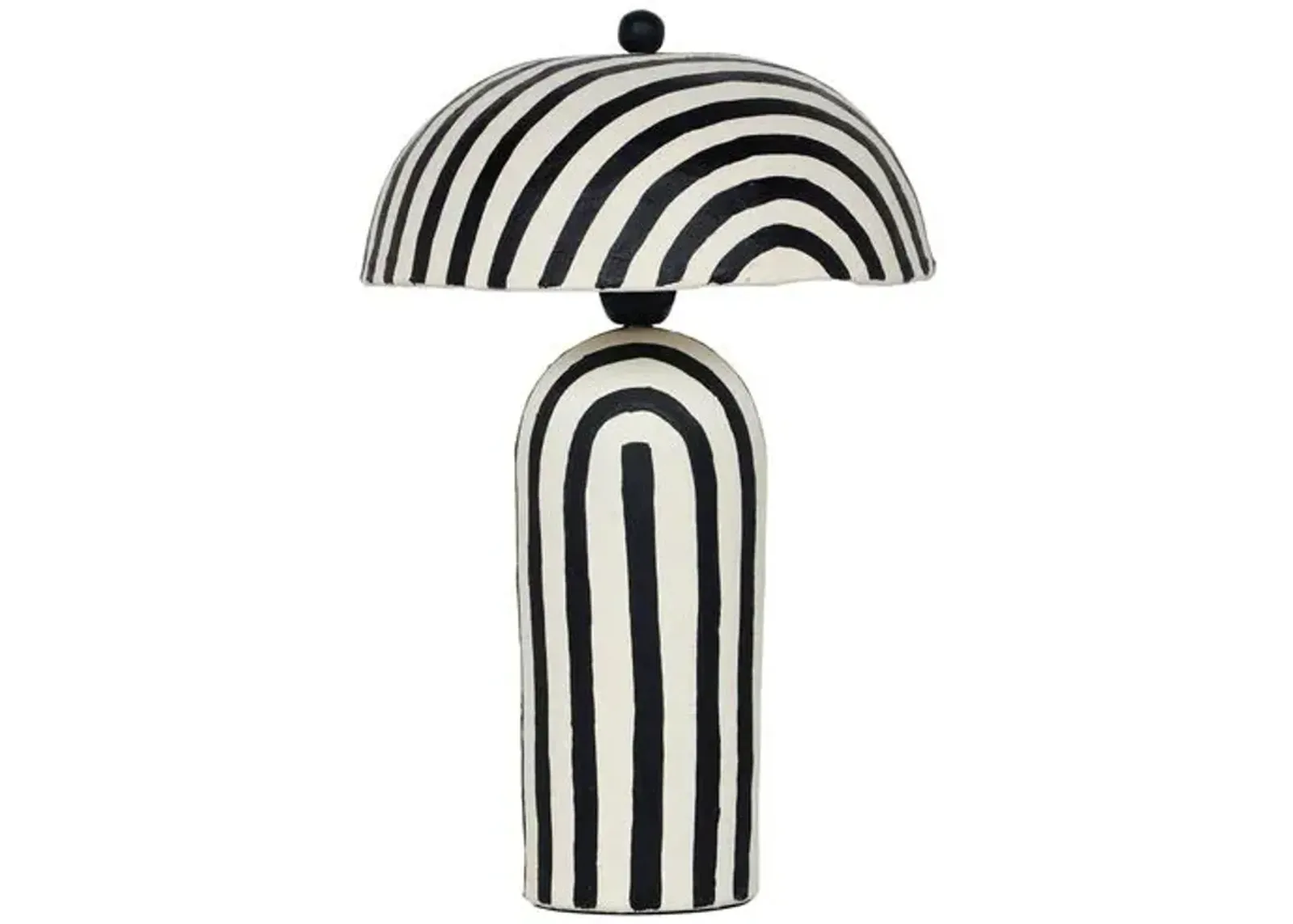 Violet Striped Papier Mache Table Lamp - Black