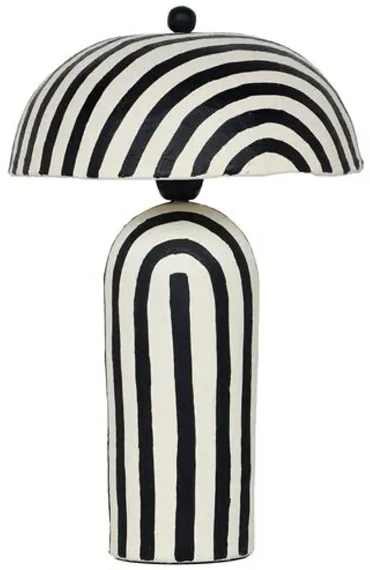 Violet Striped Papier Mache Table Lamp - Black