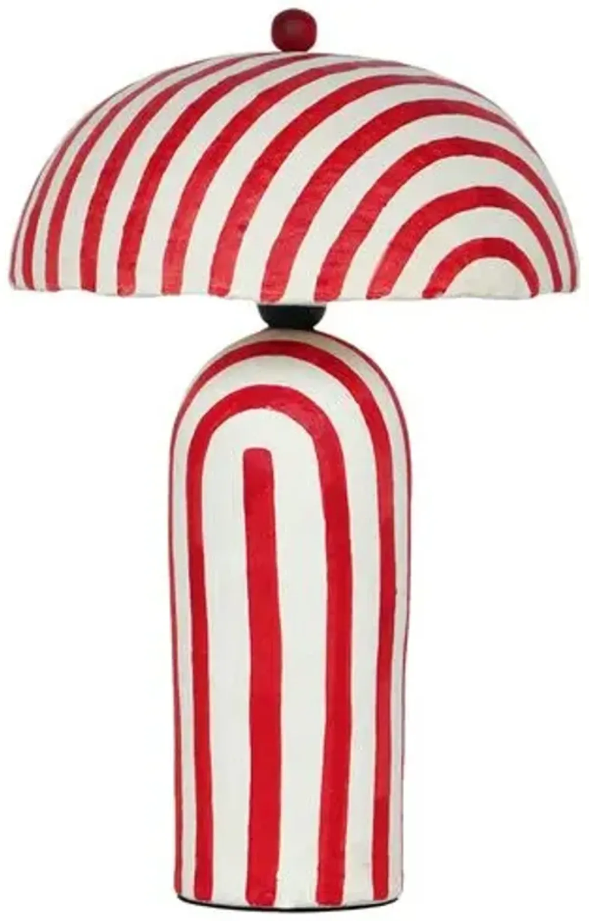 Violet Striped Papier Mache Table Lamp - Red