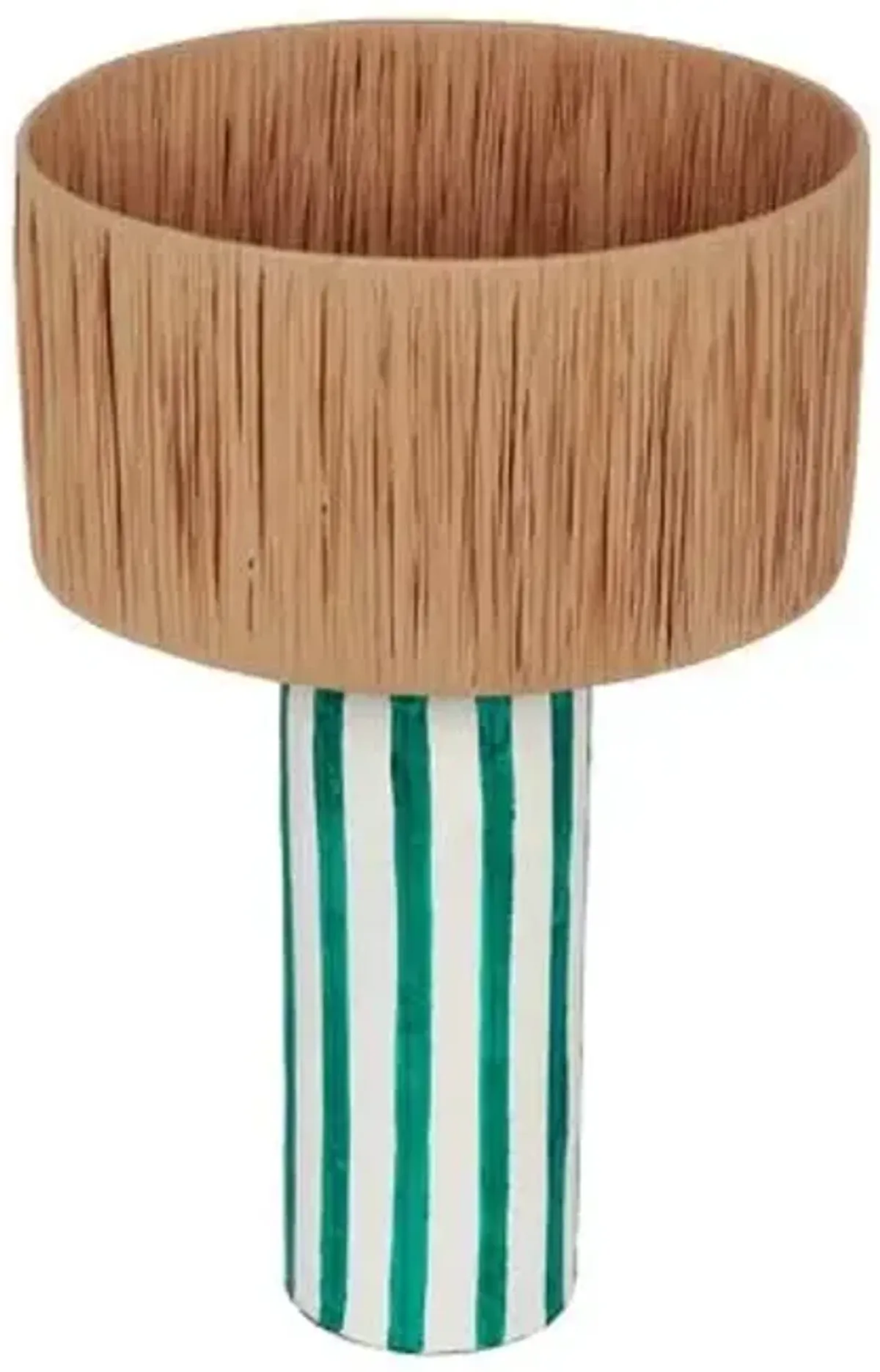 Jasper Striped Papier Mache Table Lamp - Green