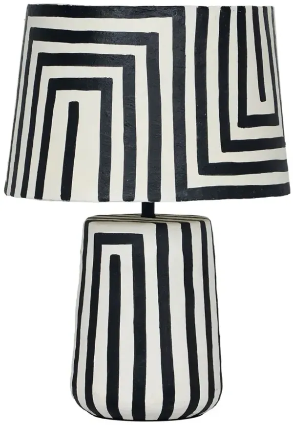 Jace Striped Papier Mache Table Lamp - Black