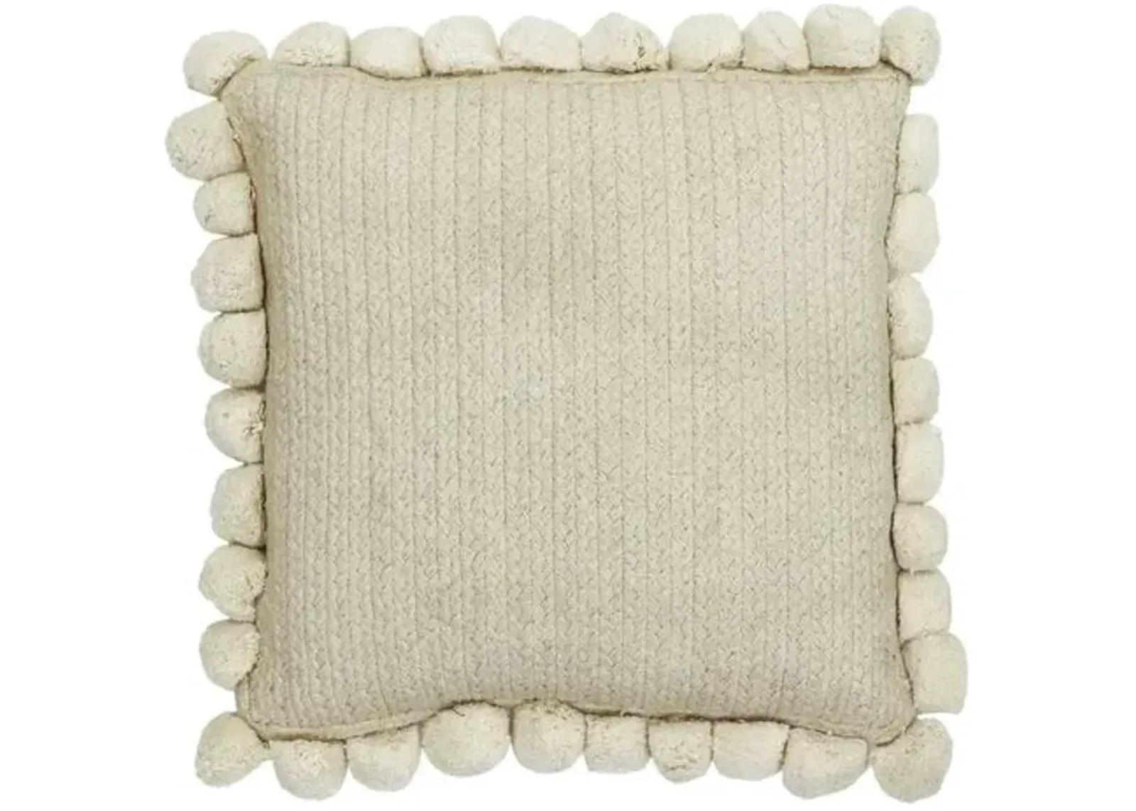 Theo 17" Pom Pom Pillow - Natural - Handcrafted