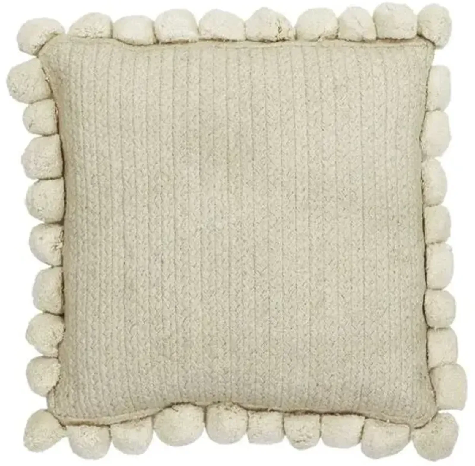 Theo 17" Pom Pom Pillow - Natural - Handcrafted