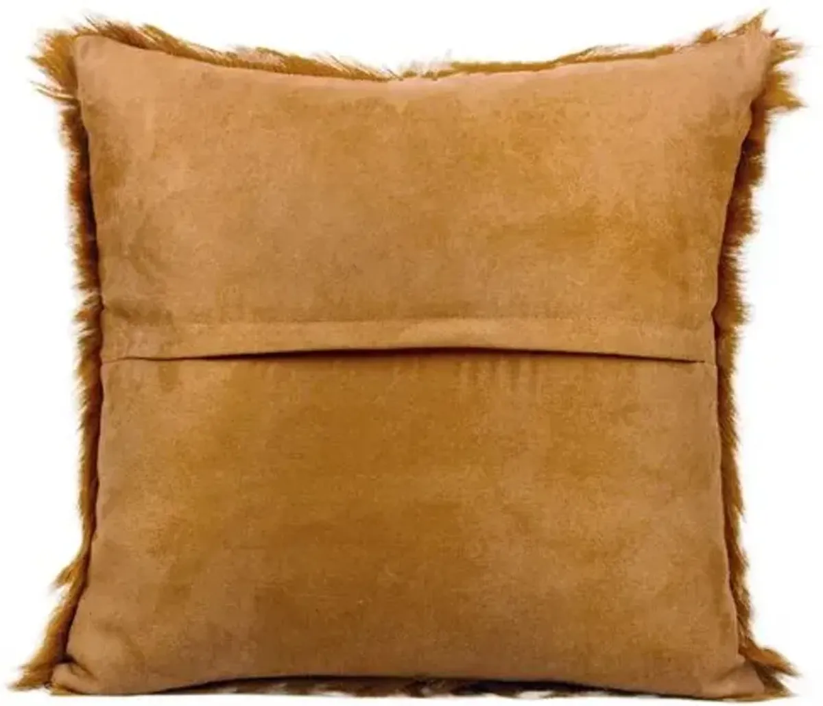 Hadley 18" Genuine Goatskin Pillow - Brown