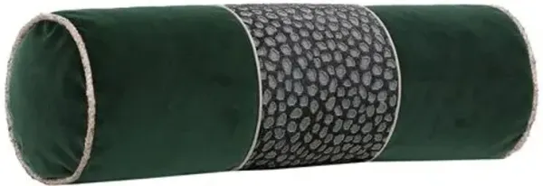 Edyn Velvet Bolster Pillow - Emerald Spot