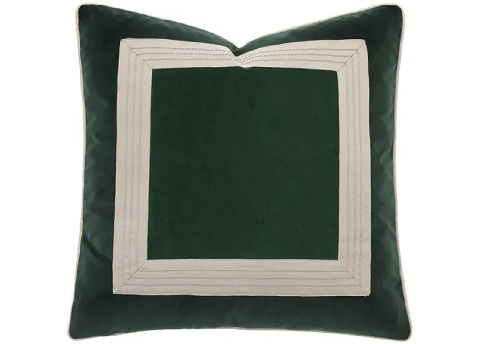 Edyn Mitered Border Velvet Pillow - Emerald