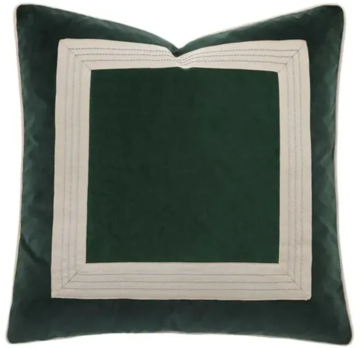 Edyn Mitered Border Velvet Pillow - Emerald