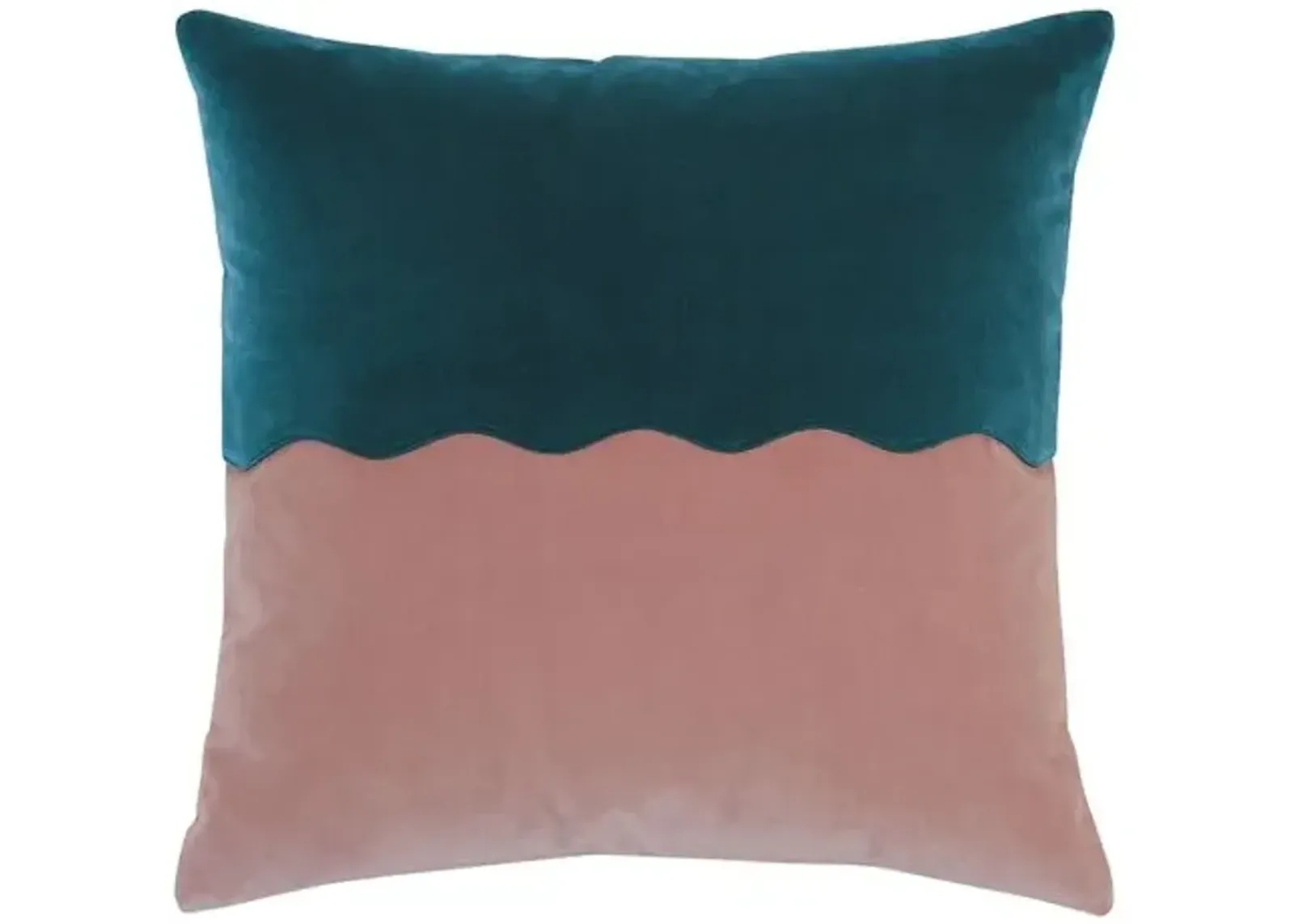 Lina Colorblock Scallop Velvet Pillow - Pink/Blue