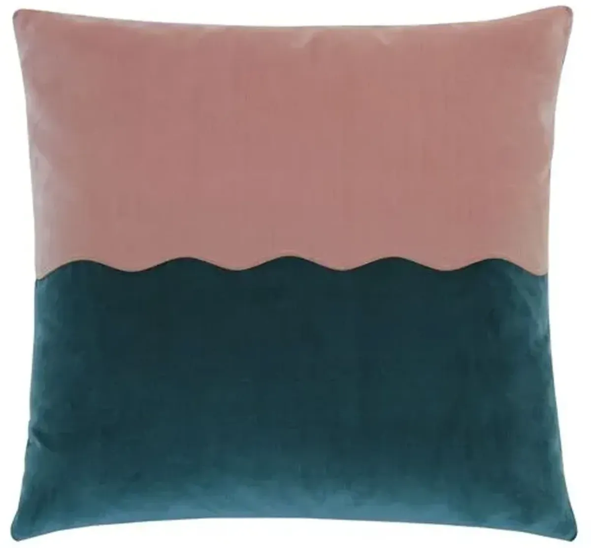 Lina Colorblock Scallop Velvet Pillow - Pink/Blue