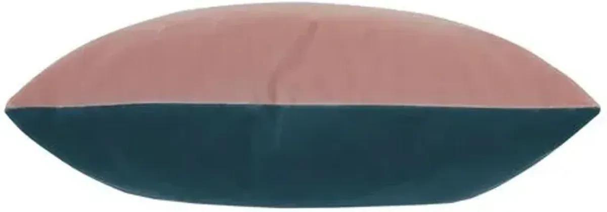 Lina Colorblock Scallop Velvet Pillow - Pink/Blue