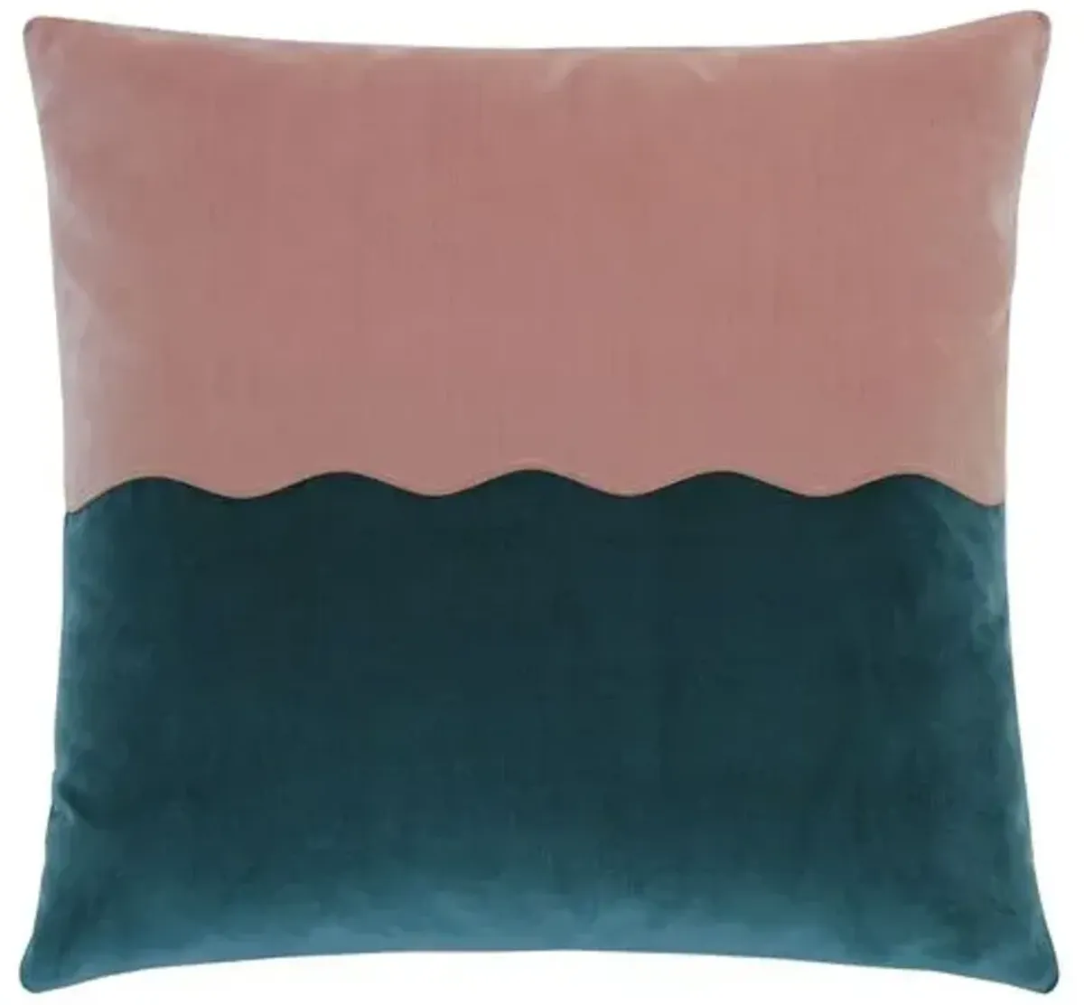 Lina Colorblock Scallop Velvet Pillow - Pink/Blue