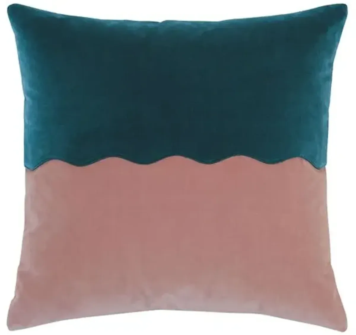 Lina Colorblock Scallop Velvet Pillow - Pink/Blue