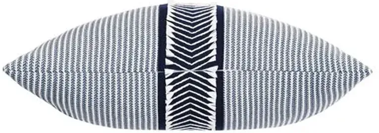 Caspian Chevron Trim Pillow - Blue/White