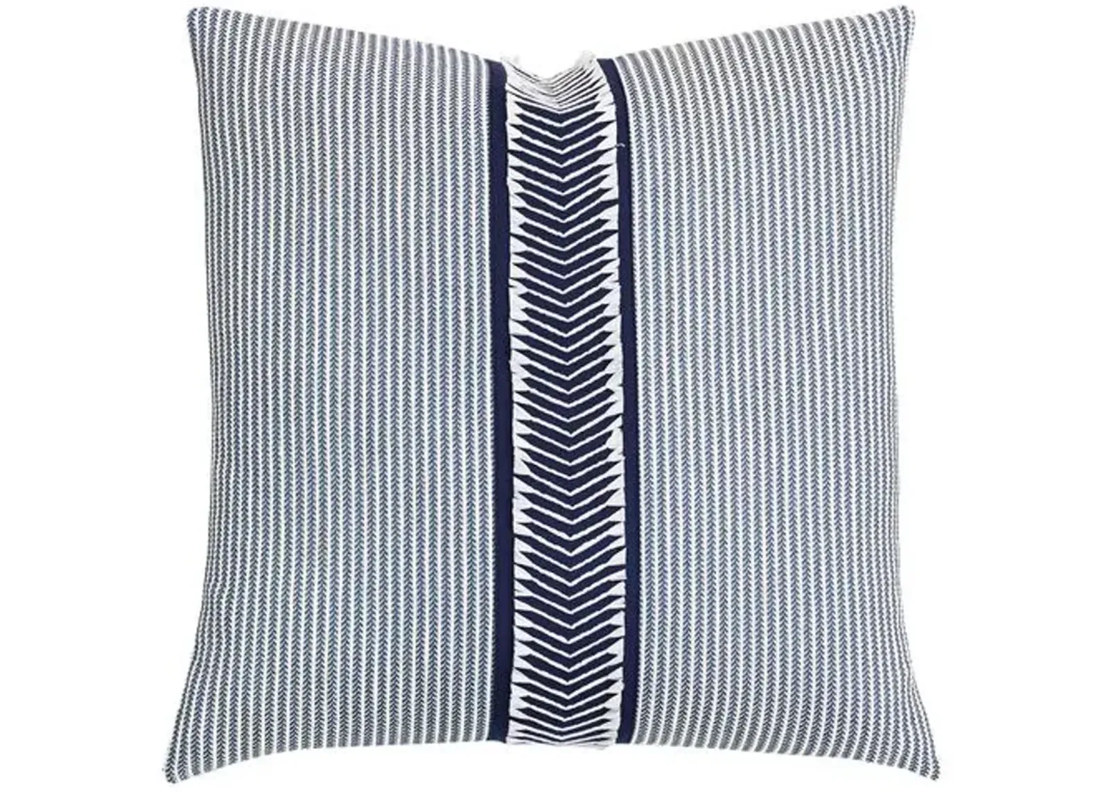 Caspian Chevron Trim Pillow - Blue/White