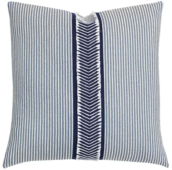 Caspian Chevron Trim Pillow, Blue/White