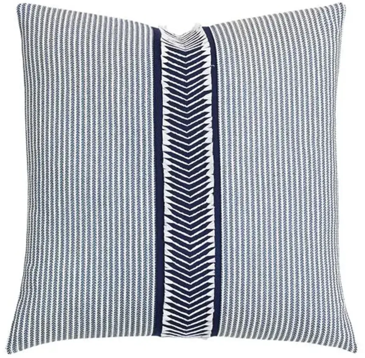 Caspian Chevron Trim Pillow - Blue/White