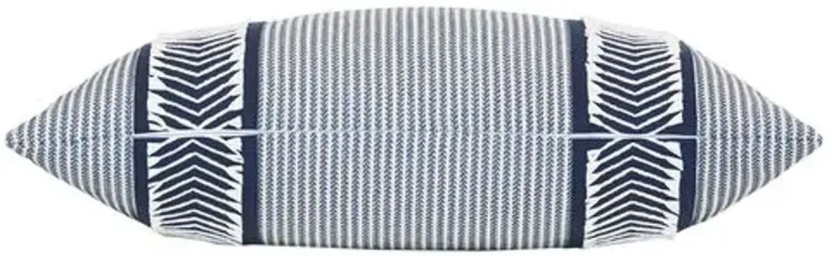 Caspian Chevron Trim Lumbar Pillow - Blue/White