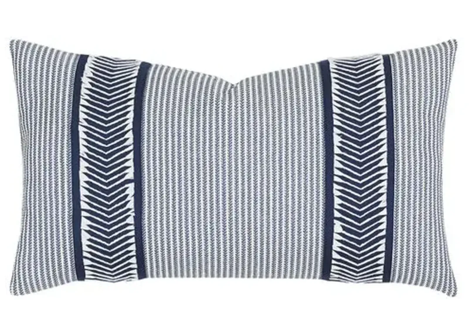 Caspian Chevron Trim Lumbar Pillow - Blue/White