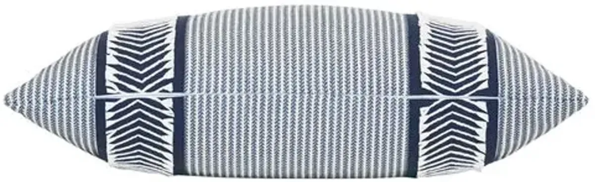 Caspian Chevron Trim Lumbar Pillow - Blue/White