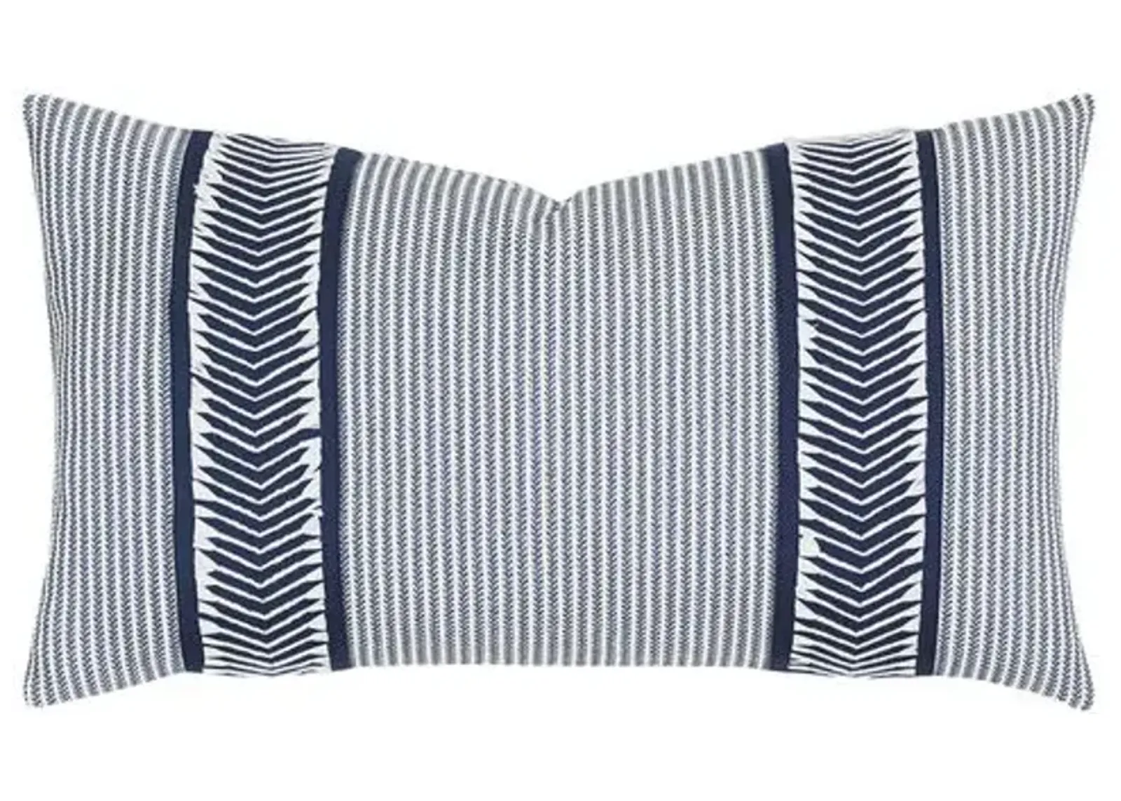 Caspian Chevron Trim Lumbar Pillow - Blue/White