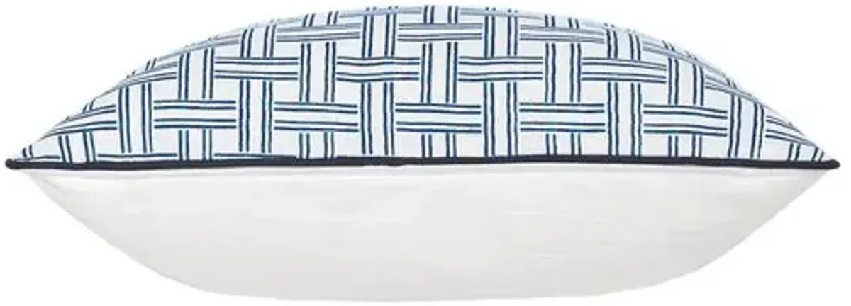 Caspian Basketweave Pillow - Blue/White